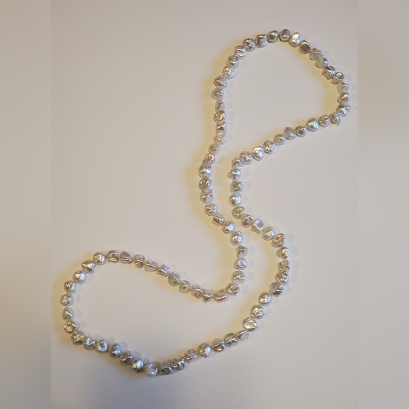 Baroque White Freshwater Pearl Opera Length Necklace - Picture 2 of 8